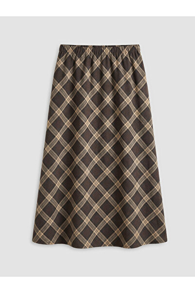 LC Waikiki Peak New Season Plaid Skirt with Elastic Waist