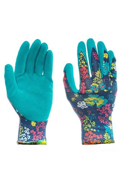 Garden Gloves, polyester + latex, green, size 8