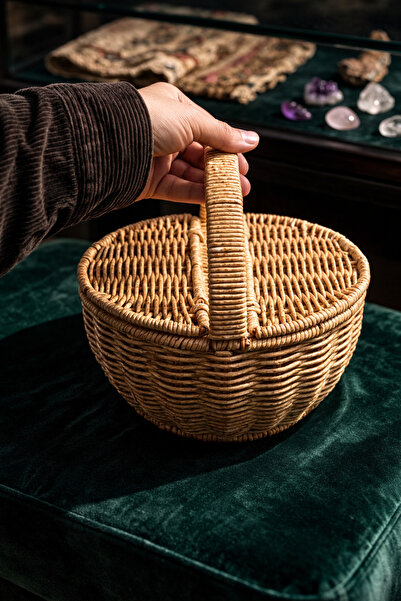 MİS KİTCHEN سلة من الخيزران مع غطاء ومقسمات، منظم صغير من الخيزران، سلة تقديم...