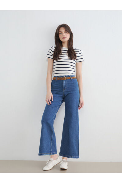 LC Waikiki Ozmarka New Season Wideleg Women's Jeans with Belt at the Waist