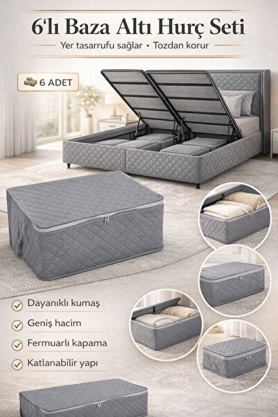 AUTOLION 6 Adet Kapitoneli Baza Altı Hurç 60x40x22 (ANTRASİT)