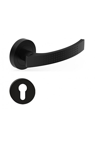 THG Mânere de ușă Astra Negre Mat cu Rozetă de Încuietoare
