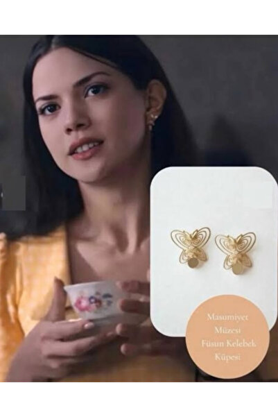 modamira Masumiyet Müzesi Füsun Kelebek Küpe 14 K Gold Kaplama