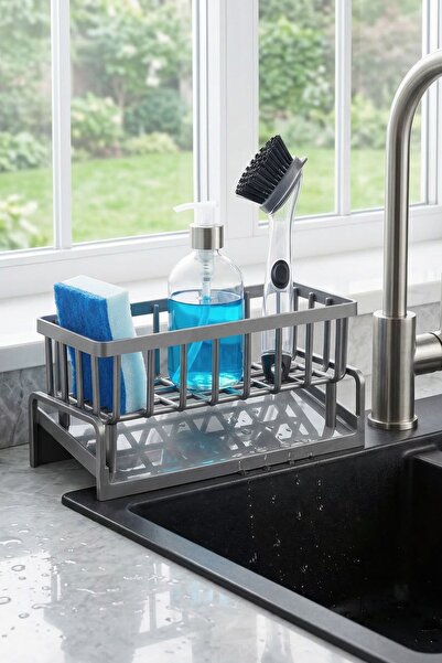Kitchen Beauty Paslanmaz Mutfak Tezgah Üstü Düzenleyici Sıvı Sabunluk Standı, Bulaşık Deterjanlık Organizer