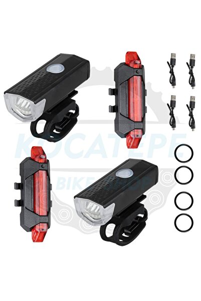 Asroya 2 ADET Su Geçirmez Usb Şarj Led Bisiklet Scooter Ön Far Arka Işık Lamb...
