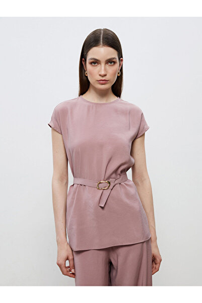 LC Waikiki Özmarka New Season Crew Neck Blouse with Belt at the Waist