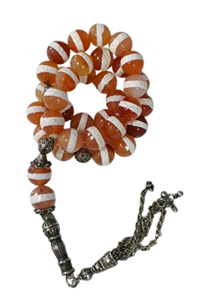 Generic Agate Large yellow white Rosary 59g