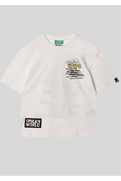 Benetton Tricou alb pentru copii „We Are The Open Mind Collective” cu imprimeu
