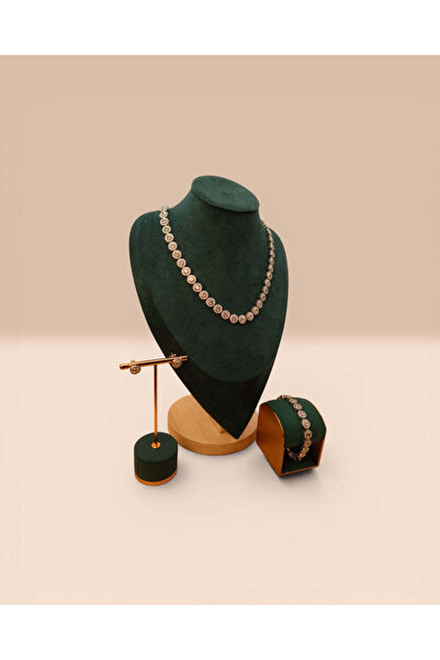 LYNORO Set Angel Damă Placat cu Aur Alb Colier+Brățară+Cercei