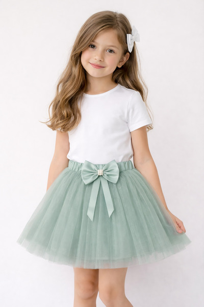 nacar çarşı Fusta tutu verde mentă pentru fete detaliu cu fundă tul Fusta 23 ...