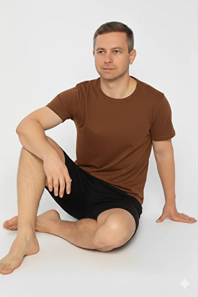 Arnetta Men's brown-black pajamas - Cotton & Modal