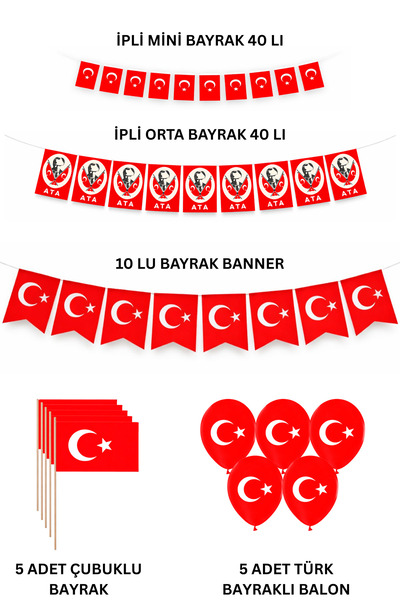 Yusuf Dirik YD Party Supplies National Holidays Decoration Set Turkish Flag B...