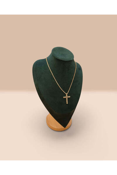 LYNORO Angel Cross Necklace for Women 18k Gold Plated 45cm