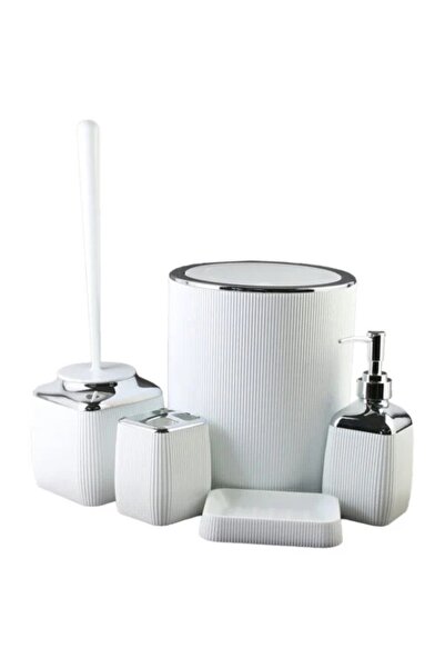 velve Free Home bathroom set - 5 pieces, white, modern accessories