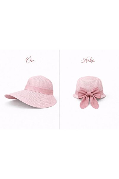 kuru Straw Hat with Wide Front Brim and Short Ribbon Detail on the Back |   T...