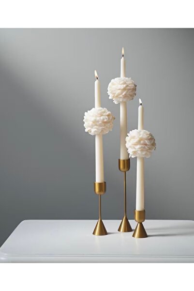 Candle Vanilya Kokulu Şamdan Mum 3 Adet Şakayıklı Şamdan Mumu (Şamdanlar Hariç)