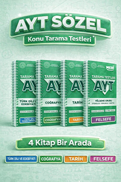 Yetsis Yayınları AYT Sözel Dersler MEBİ Konu Tarama Testleri, A4 Büyükboy Ren...