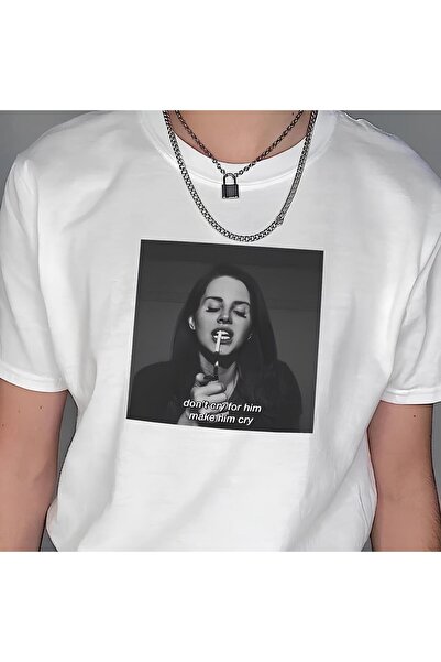 Gofeel تي شيرت Lana del rey لا تبكي بتفاصيل مقاس كبير للجنسين