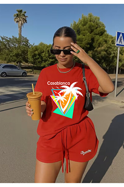 SUNFREE Casablanca Printed Oversized Crew Neck Short Sleeve Summer Unisex Com...