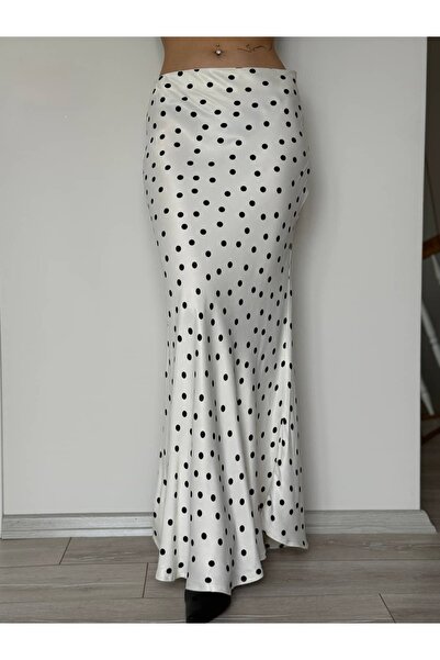 YK FASHION Puantiyeli Saten Etek