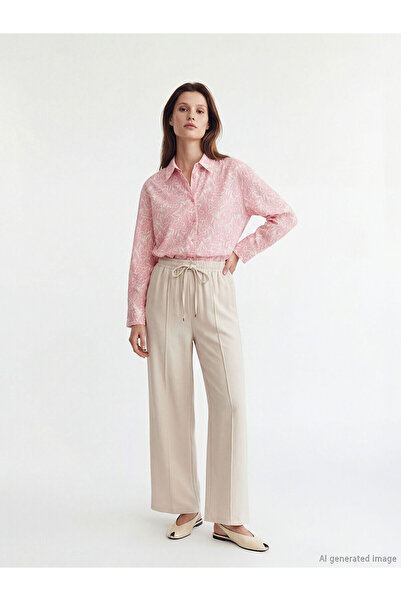 LC Waikiki Özmarka New Season Elastic Waist Wide Leg Women's Trousers