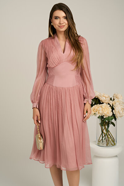 DyFashion Leonard Collection pink natural silk dress