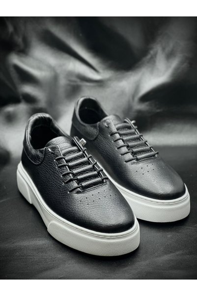 Derify Genuine Leather Black Men's Casual Shoes – Orthopedic , Ultra Comfortable, Smart Lacing, Daily Wear Sneakers