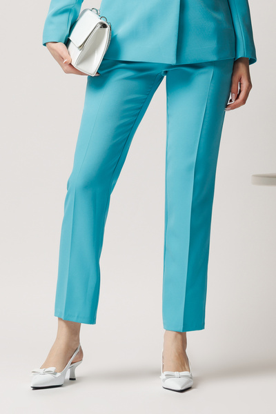 DyFashion Moze office tapered trousers in blue fabric