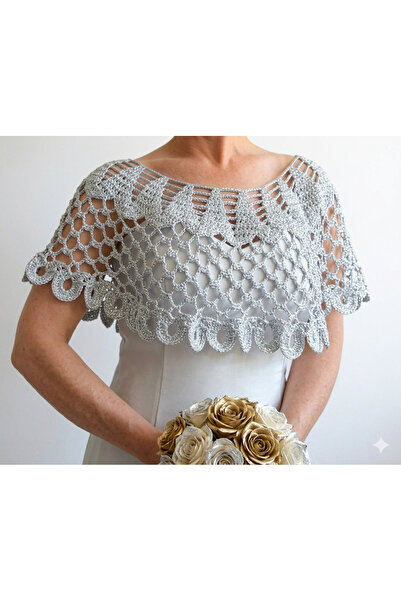 MEGAHAN BOUTIQUE Megahan Evening Dress Tıg Işı Hand-Knitted Perforated Bolero