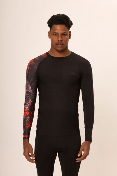 HNC Sport Ανδρικό μακρυμάνικο μπλουζάκι με ψηφιακή εκτύπωση και συμπίεση για ...