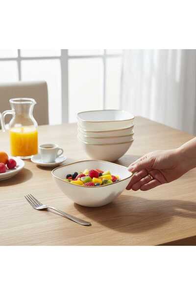 Luminarc Carine Blanc Gilded White Bowl 14 cm Set of 6