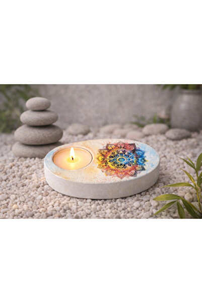 CrisArtDeco Handmade Candle Holder with Mandala Decor