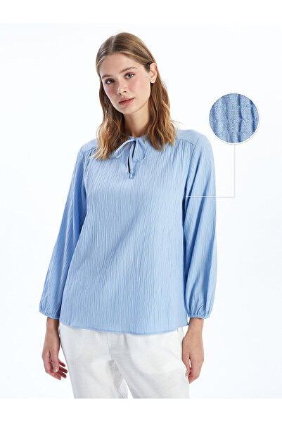 LC Waikiki Peak New Season Tie Neck Textured Blouse