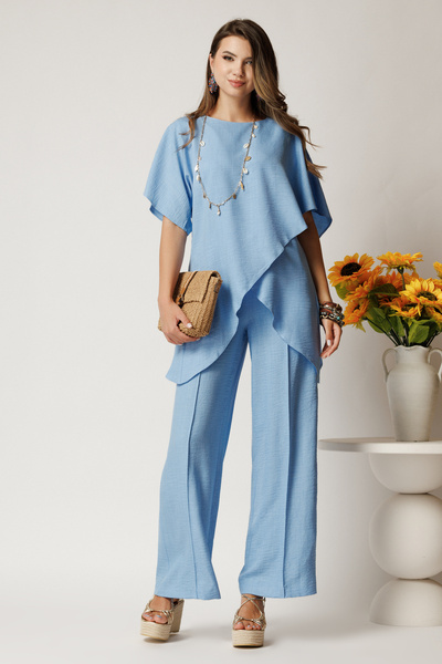 DyFashion Blue rayon pants with a loose Drapey and Stretchy waist