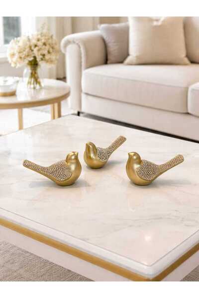 rakaymu Kristal Taşlı El Yapımı Kuş Biblo Seti 3’lü – Modern Ev ve Salon Dekoru