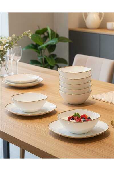 Luminarc 6 Pieces 14 cm White Gilded Bowl Gld