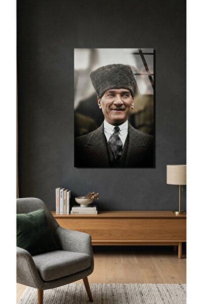 Vitraum Mustafa Kemal Atatürk Cam Tablo 4mm Temperli, Premium UV Baskılı Kırı...