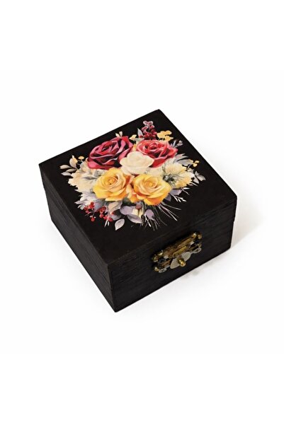 CrisArtDeco Square Wooden Box with Roses 102807