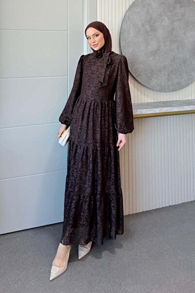 Hazamoda Kıvılcım Lace Dress Brown