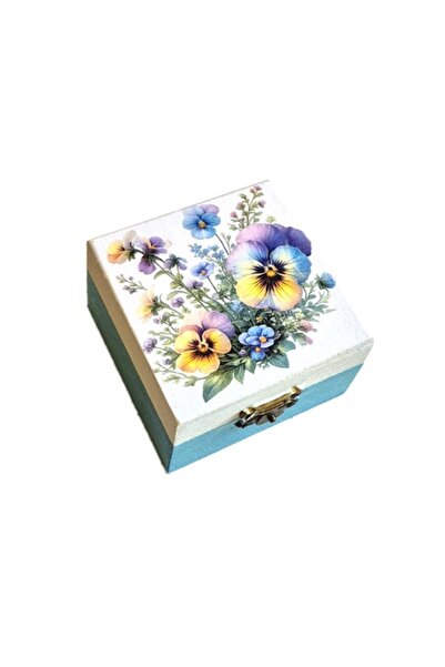 CrisArtDeco Square Wooden Box with Pansies – 224622