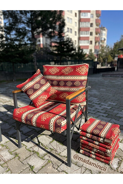 MADAMİNCİ Bahçe Balkon Mobilyası Kilim Desenli Minder Kılıf Seti 4 Adet sırt ...