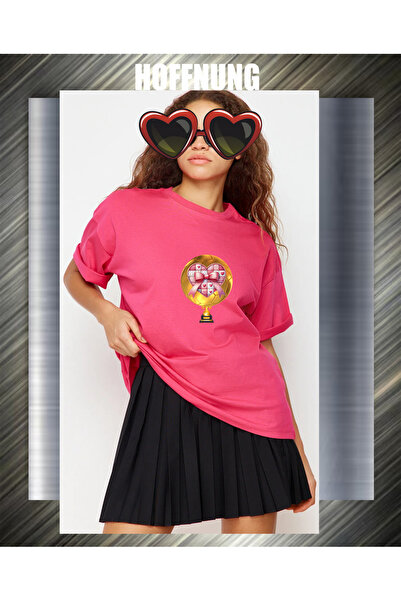 HOFFNUNG Unisex Short Sleeve Round Neck Heart Cup Printed Solid Color Tshirt