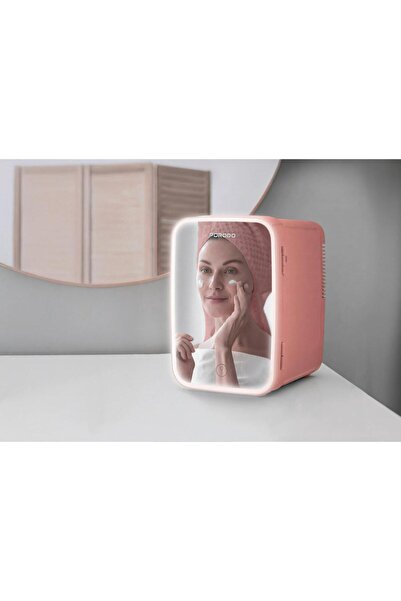 porodo FrostLite Cooling Mini Makeup Fridge with LED Mirror, Portable Skincar...