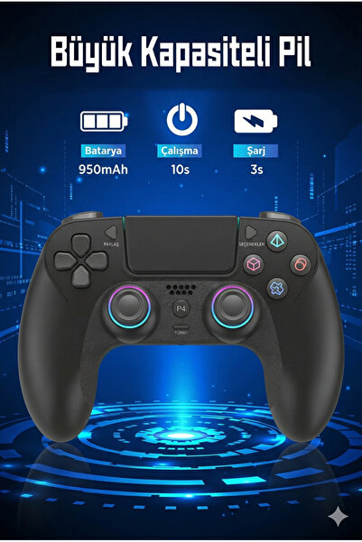 Noriyen PS3-PS4-Android- IOS Uyumlu Kablosuz Oyun Kolu - Çift Titreşimli ve D...