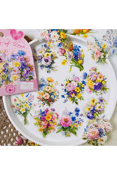 Kolbi Craft مجموعة ملصقات زهور شفافة مكونة من 20 قطعة، دفتر ملاحظات للكمبيوتر...