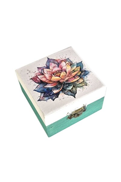 CrisArtDeco Square Wooden Box with Lotus – 225010