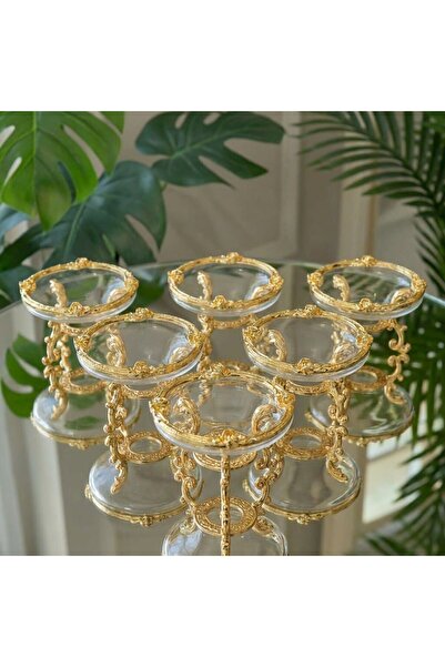 ÇNR Home Collection Lüks Metal Ayaklı Çiçekli Kahve Yanı Lokumluk Yüzük Yükse...