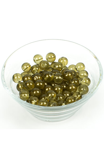 yfhobi 25 Gram- 8 mm Haki Yeşil Renk Yuvarlak Cam Boncuk, 1. Kalite (25gr - 3...