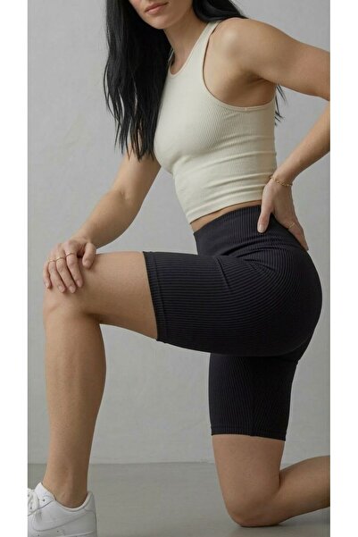 NOLYA MODA Corded Fabric High Waist Biker Leggings Shorts