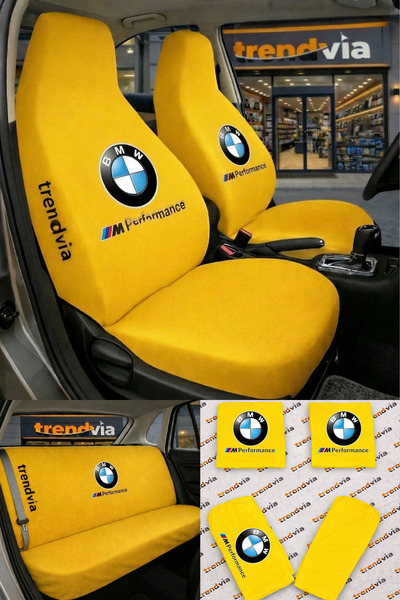 trivexa BMW Logolu Oto Koltuk Kılıfı Ön Arka Set – Penye Likralı Universal Ko...